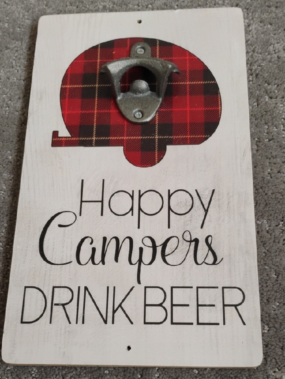 Plaid Camper Wall Bottle Opener - Red Plaid